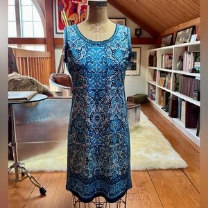 Max Studio Blue Medallion Print Sleeveless Midi Dress Size S